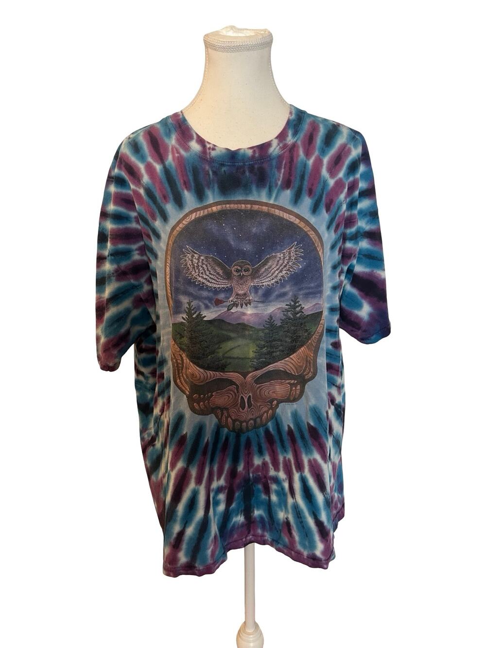 Y2K Sundog Hand‑Dyed Grateful Dead Owl & Skull Tee XL